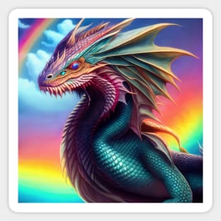 Intricate Rainbow Scaled Dragon Sticker